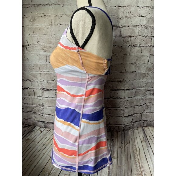 Lululemon Dancing Warrior Tank Top Built in Bra Purple Orange Stripe 6 - Picture 2 of 4